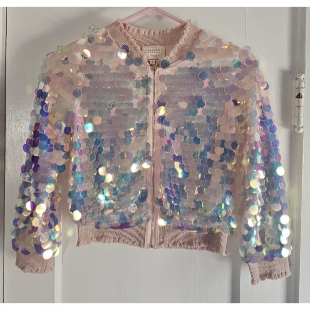 Hannah Banana Girls Festiva Sparkly Confetti Sequins Girls Bomber Jacket 7